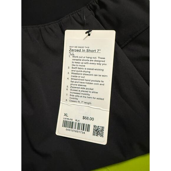 NWT Lululemon Zeroed in Short 7” Black Size XL - Picture 6 of 6